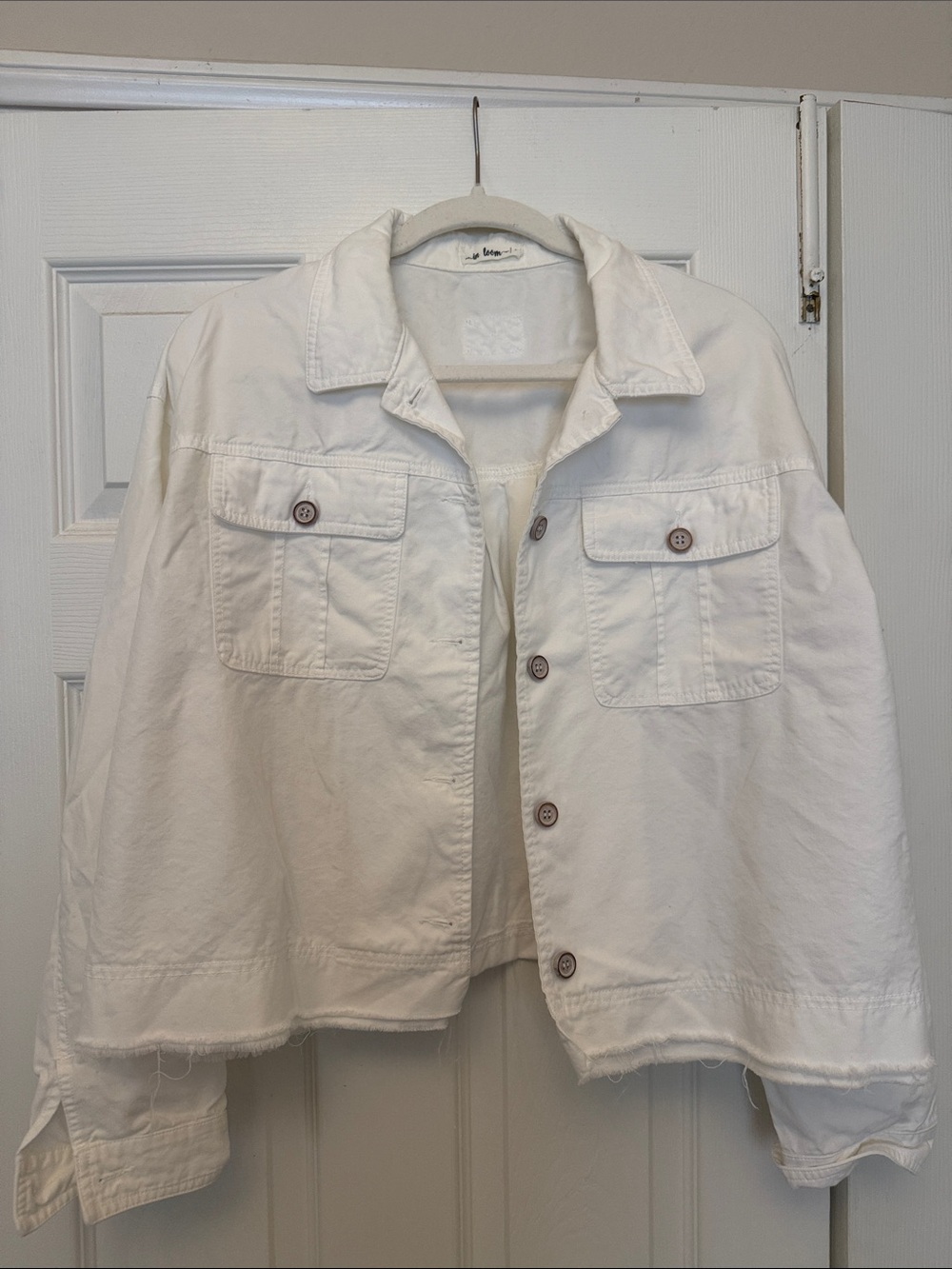 In Bloom White Cropped Jean Jacket
